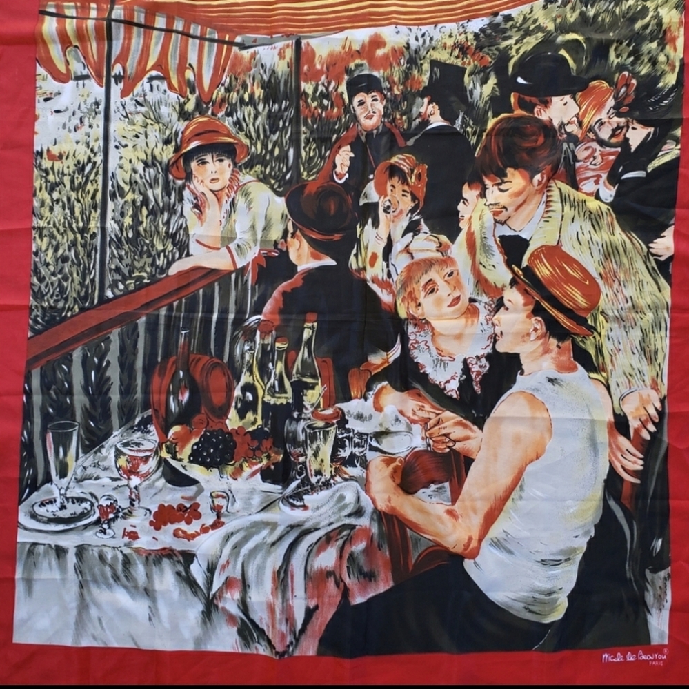 Vintage Nicole de Beauvoir French Cafe Bistro Silk Scarf Parisienne Renoir
